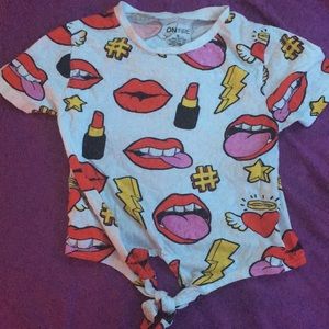 ( girls ) ties cropped shirt